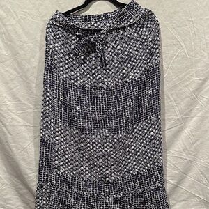 Tavik Navy and White Patterned Pencil Skirt